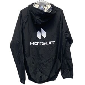 HOTSUIT Sauna Sweat Wind Jacket Reflective Black‎ White Spellout Large